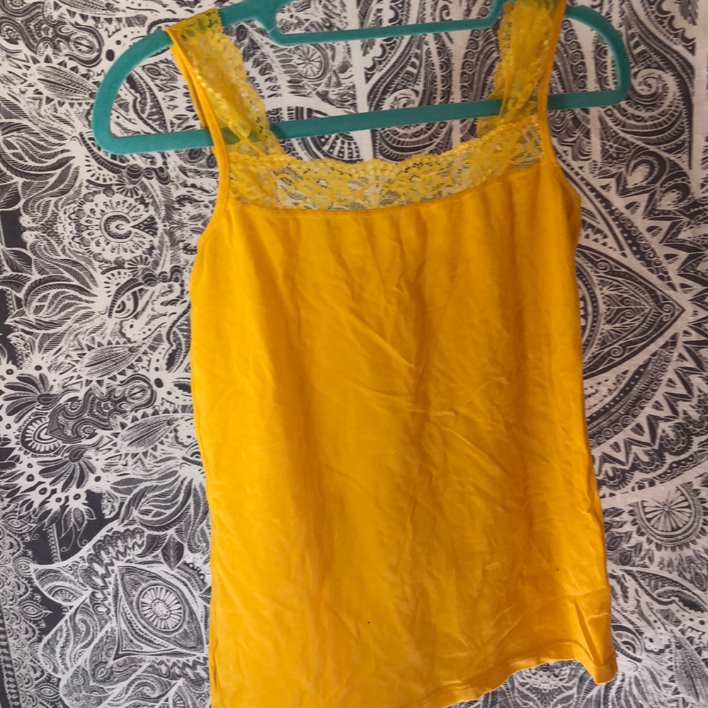 Yellow lace tank top